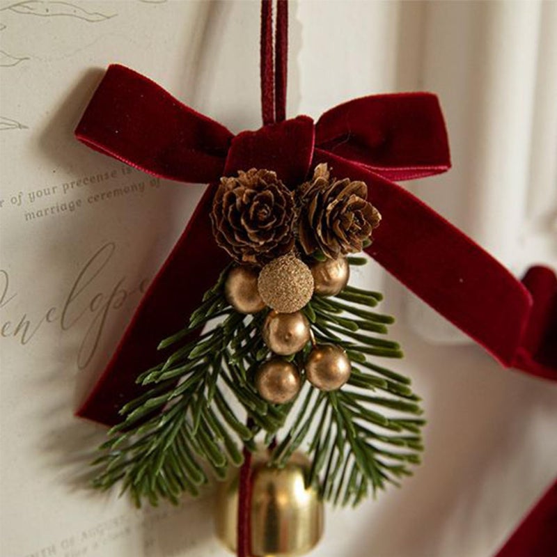 BOVVSKY 12PCS Red Velvet Bows for Christmas Tree, Garland Red Velvet Bows Ornaments for Christmas Tree with Gold Twist Ties（B) - Image 3